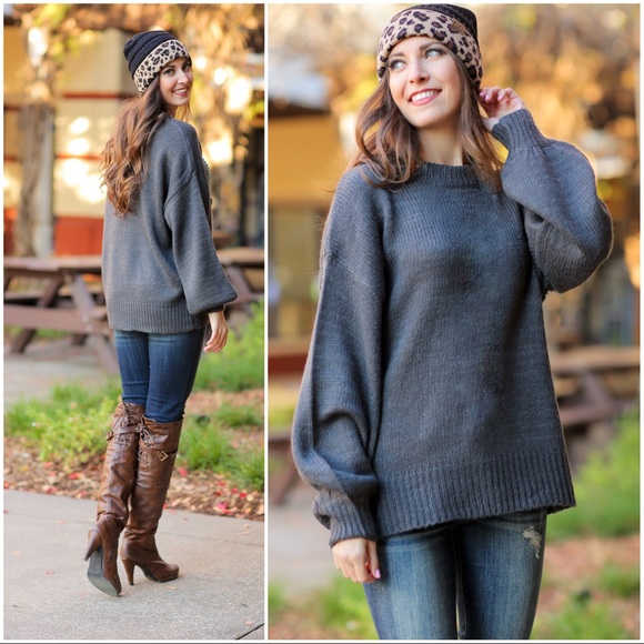 ✨LAST ONE✨Charcoal Cozy Knit Sweater - Picture 5 of 5